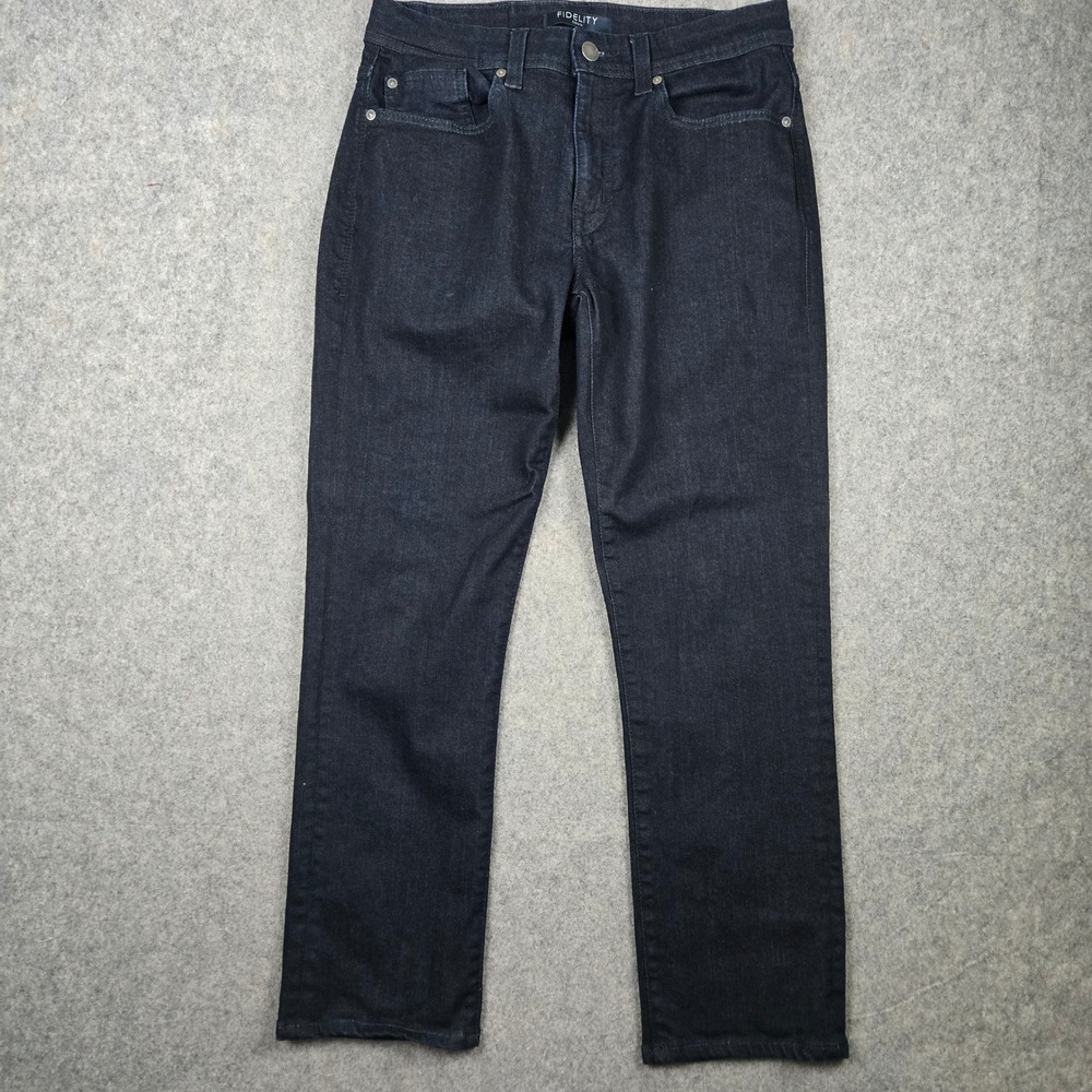 Fidelity Jimmy Jeans Mens 32x28 Blue Slim Straight Leg Dark Wash Designer Denim